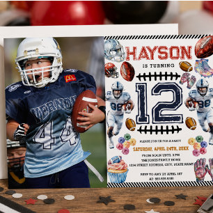 Boys Sports Football Birthday Party 1st Invitation