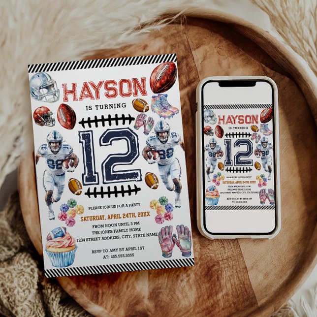 Boys Sports Football Birthday Party Invitation (Creator Uploaded)