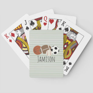 Boys Sports Green Stripe  Playing Cards
