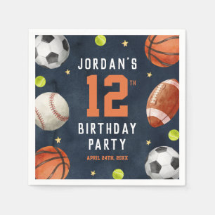 Boys Sports Navy Birthday Napkin