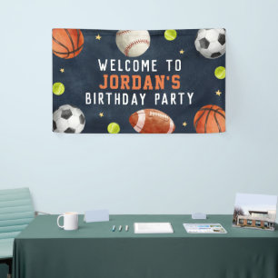 Boys Sports Navy Birthday Welcome Banner