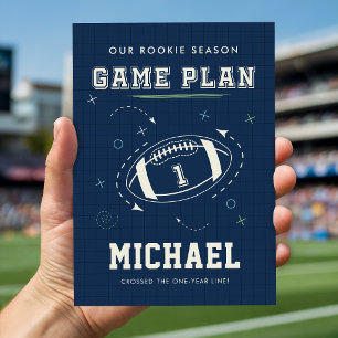 Boys Sports Theme Navy Blue First Birthday Party Invitation
