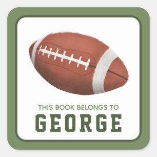 Boys Sports This Book Belongs Football Kids Square Sticker