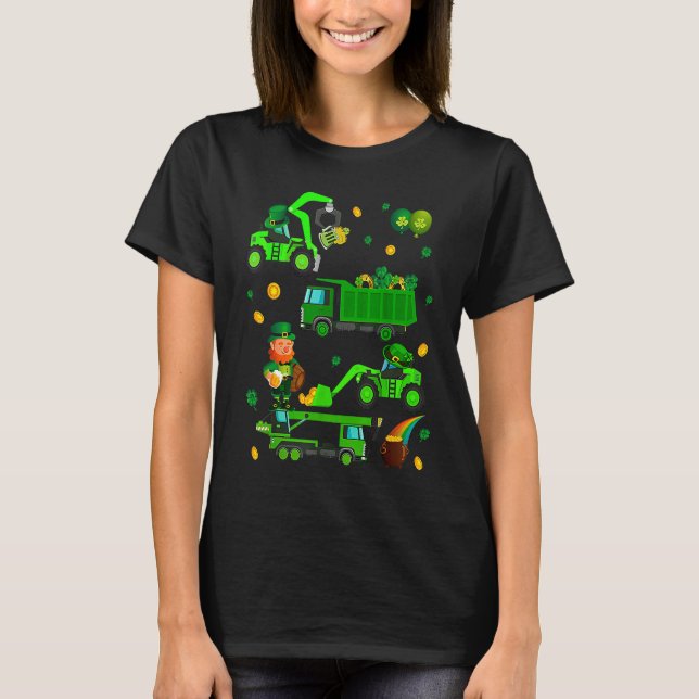 Boys St Patricks Day Crane Truck Construction Todd T-Shirt (Front)