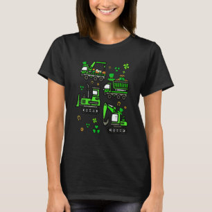 Boys St Patricks Day Crane Truck Construction Todd T-Shirt