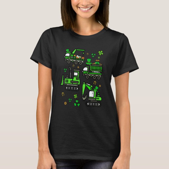 Boys St Patricks Day Crane Truck Construction Todd T-Shirt (Front)