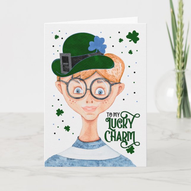Boys St. Patrick's Day Cute Irish Lad Holiday Card (Front)