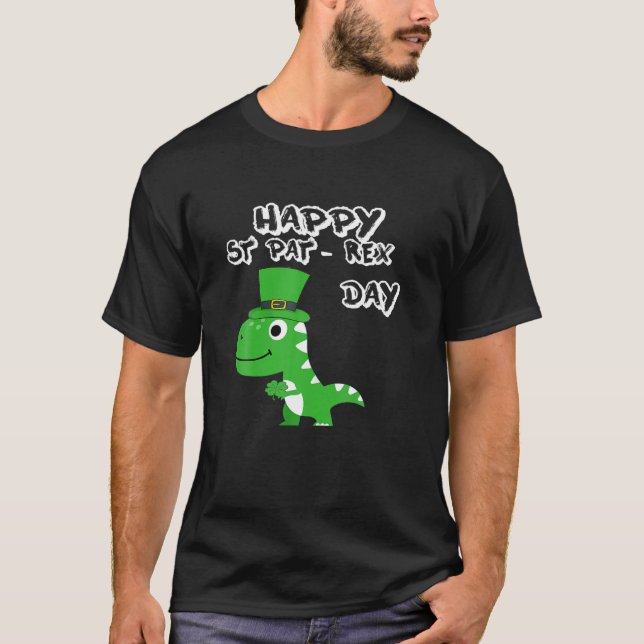 Boys St Patricks Day Dino Trex Funny Saint Patrex T-Shirt (Front)