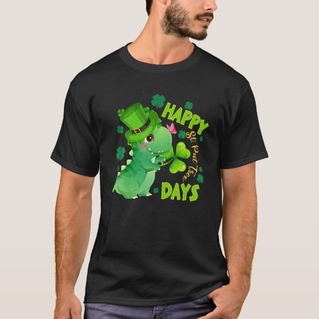 Boys St Patricks Day Dinosaur Dino Saurus Irish Sh T-Shirt (Front)