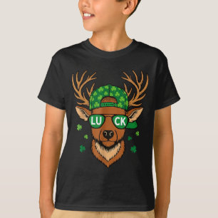 Boys st patricks day lucky deer hunting shamrock T-Shirt