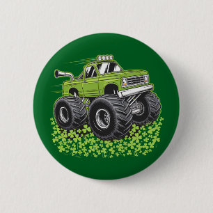 Boys St Patricks Day Toddler Lucky Monster Truck  6 Cm Round Badge