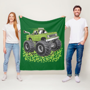 Boys St Patricks Day Toddler Lucky Monster Truck Fleece Blanket
