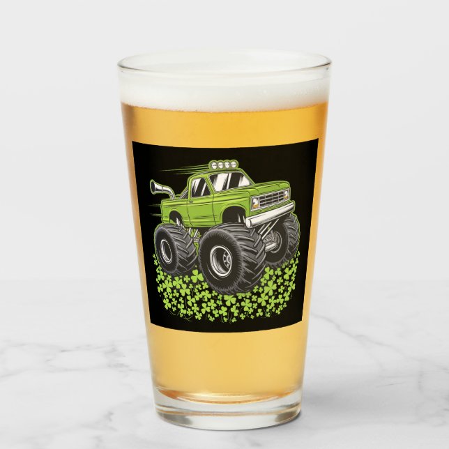 Boys St Patricks Day Toddler Lucky Monster Truck  Glass (Front Filled)