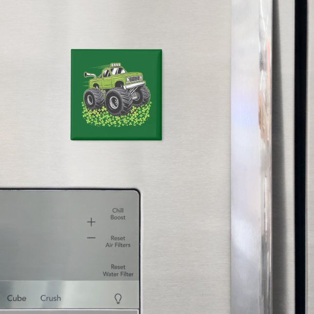 Boys St Patricks Day Toddler Lucky Monster Truck  Magnet (In Situ (Fridge))
