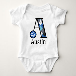 Boy's Star of David Hanukkah Bodysuit monogram A