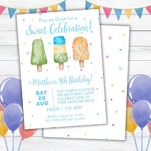 Boys Summer Popsicle Birthday Party Invitation