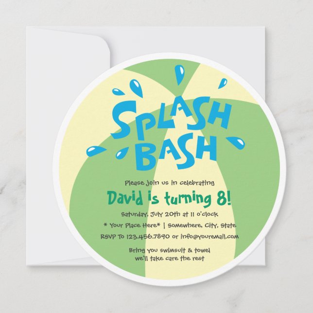 Boys Summer Splash Pool Party Birthday Invitation (Front)