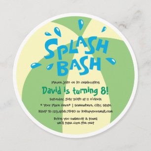 Boys Summer Splash Pool Party Birthday Invitation