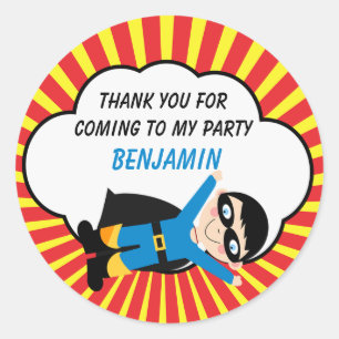 Boys Superhero Birthday Favour Sticker