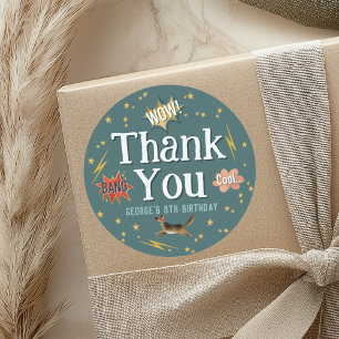 Boys Superhero Kids Birthday Favour Classic Round Sticker