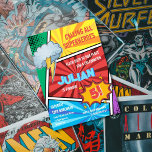 Boys Superhero Turning 5th Comic Birthday Invitation<br><div class="desc">Gear up for a super-powered celebration with the Boys Superhero Turning 5th Comic Birthday Invitation! This invitation is perfect for little heroes, featuring fun comic-style graphics and dynamic colours that bring the excitement of a comic book to life. Ideal for a fifth birthday party, it’s designed to inspire adventure and...</div>