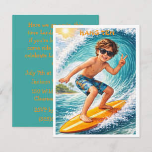 Boys Surfing Party Digital Download Invitation