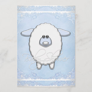 Boys Sweet Blue Sheep Baby Shower Invitation