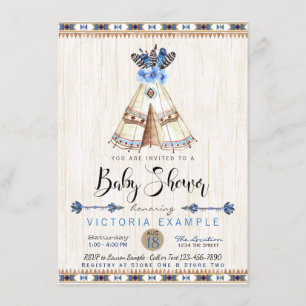Boys Teepee Tribal Baby Shower Invitations