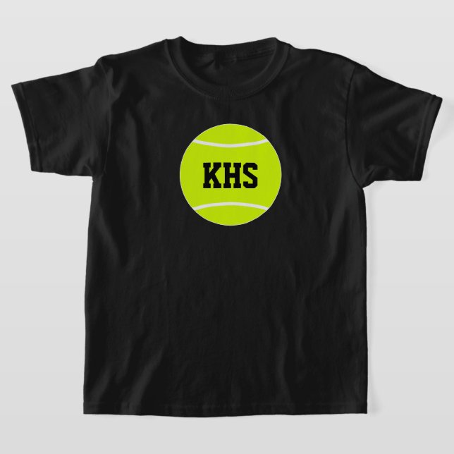Boy's Tennis Player Custom School Letters T-shirt (Laydown)