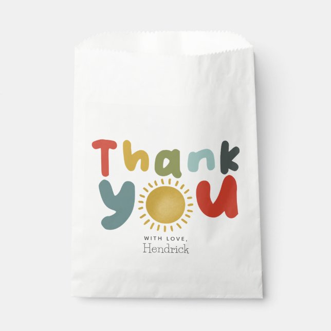 Boys Thank You 1st Trip Around The Sun Birthday Favour Bags (Front)