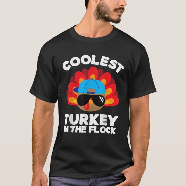 Boys Thanksgiving For Kids Toddlers Coolest Turkey T-Shirt (Front)