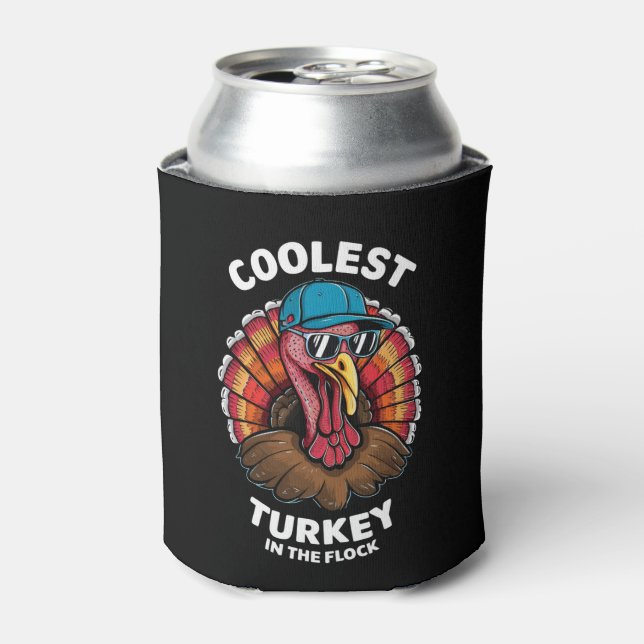 Boys Thanksgiving Kids Coolest Turkey In The Flock Can Cooler (Can Front)