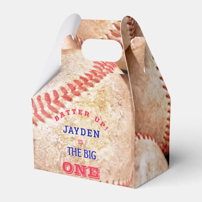 Boys The Big One Baseball 1st Birthday Thank You Favour Box (Front Side)