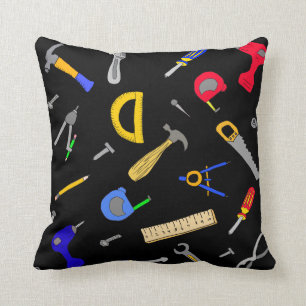 Boy's Throw Pillow with Collage of Tools
