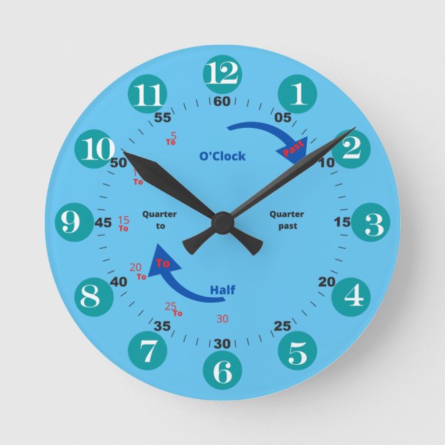 Boys Time Learning  Round Clock (Front)