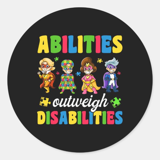 Boys Toddler Autism  Disabilities Awareness Classic Round Sticker (Front)
