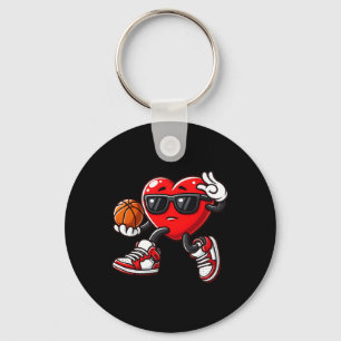 Boys Toddler Cute Heart Playing Basketball Valenti Key Ring