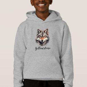 Boy's Top Hooded Sweatshirt Yellowstone Wolf