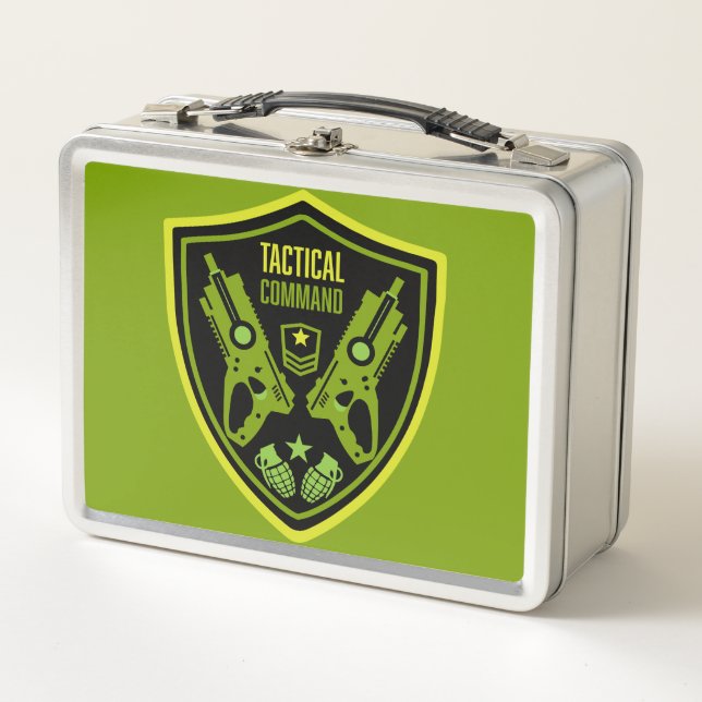 Boys Toy Dart Gun Battle Metal Lunch Box (Front)