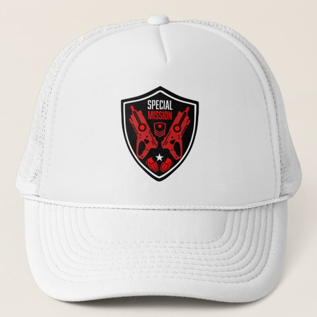 Boys Toy Dart Gun Battle Trucker Hat (Front)