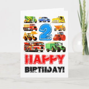 Boy's Toy Truck Happy 2nd Birthday Card