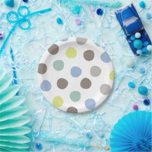 Boys Toys 1st Birthday Party Pastels Polka Dots Paper Plate