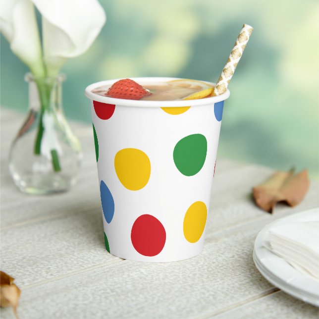 Boys Toys Birthday Primary Colours Polka Dots Pape Paper Cups (Insitu)