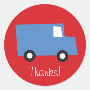 Boys Toys Blue Truck Birthday Thank You Sticker
