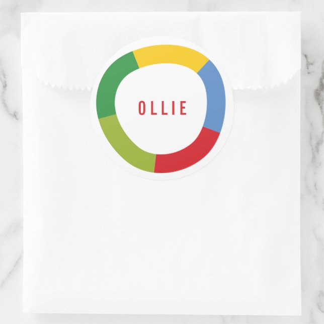 Boys Toys Colourful Circle Fun Name Birthday Party Classic Round Sticker (Bag)