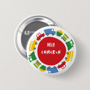 Boys Toys Colourful Fun Transport Birthday Party 6 Cm Round Badge