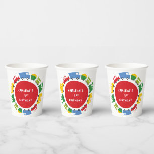 Boys Toys Colourful Fun Transport Birthday Party Paper Cups