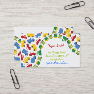 Boys Toys Colourful Transport Car Bus Truck Train Business Card