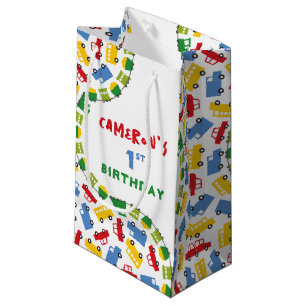 Boys Toys Fun Colourful Transport Birthday Party Small Gift Bag