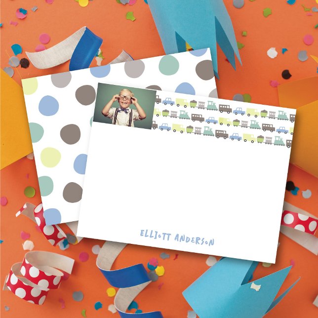 Boys Toys Fun Retro Transport Photo Kids Thank You Card (Boys Toys Fun Retro Transport Photo Kids Thank You Stationery Note Card @ fatfatin_mini_me)